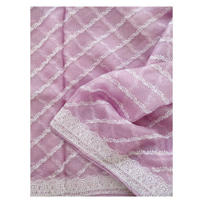 Zynah Pure Tussar Kota Silk Lehriya Style Saree with Chikankari Embroidery; Custom Stitched/Ready-made Blouse, Fall, Petticoat; Shipping available USA, Worldwide