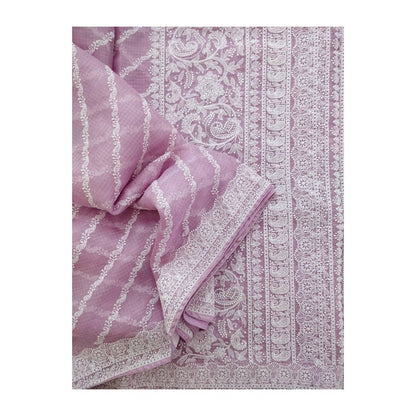 Zynah Pure Tussar Kota Silk Lehriya Style Saree with Chikankari Embroidery; Custom Stitched/Ready-made Blouse, Fall, Petticoat; Shipping available USA, Worldwide
