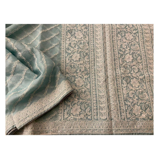 Zynah Pure Tussar Kota Silk Lehriya Style Saree with Chikankari Embroidery; Custom Stitched/Ready-made Blouse, Fall, Petticoat; Shipping available USA, Worldwide