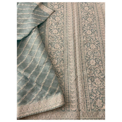 Zynah Pure Tussar Kota Silk Lehriya Style Saree with Chikankari Embroidery; Custom Stitched/Ready-made Blouse, Fall, Petticoat; Shipping available USA, Worldwide