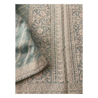 Zynah Pure Tussar Kota Silk Lehriya Style Saree with Chikankari Embroidery; Custom Stitched/Ready-made Blouse, Fall, Petticoat; Shipping available USA, Worldwide