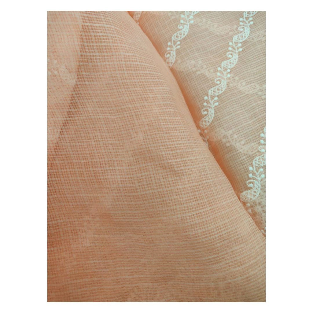 Zynah Pure Tussar Kota Silk Lehriya Style Saree with Chikankari Embroidery; Custom Stitched/Ready-made Blouse, Fall, Petticoat; Shipping available USA, Worldwide