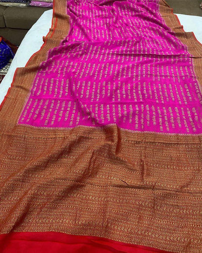 Zynah Pure Banarasi Woven Khaddi Georgette Saree with Antique Zari Weave; Custom Stitched/Ready-made Blouse, Fall, Petticoat; Shipping available USA, Worldwide