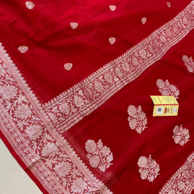 Zynah Pure Khaddi Georgette Saree with Zari Weave & Silk-mark Certificate; Custom Stitched/Ready-made Blouse, Fall, Petticoat; Shipping available USA, Worldwide