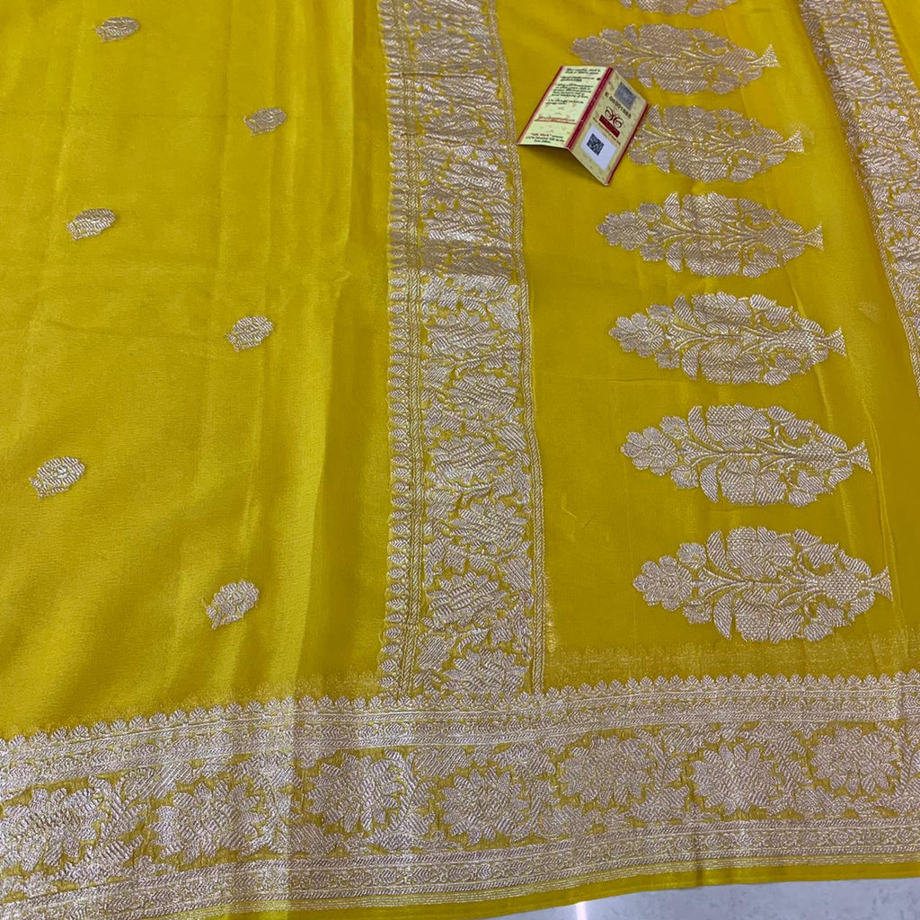 Zynah Pure Khaddi Georgette Saree with Zari Weave & Silk-mark Certificate; Custom Stitched/Ready-made Blouse, Fall, Petticoat; Shipping available USA, Worldwide