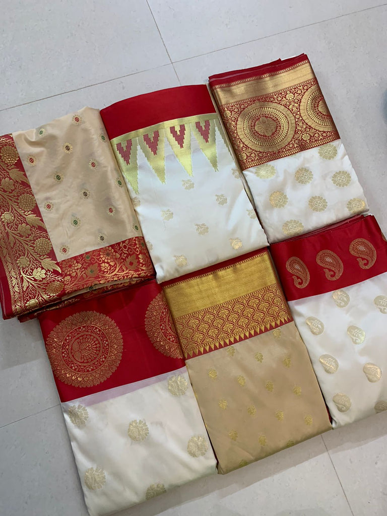Zynah Pure Banarasi Semi-Silk Saree, Zari weave; Custom Stitched/Ready-made Blouse, Fall, Petticoat; Shipping available USA, Worldwide