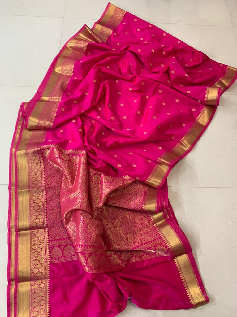 Zynah Pure Banarasi Semi-Silk Saree with Zari Weave; Custom Stitched/Ready-made Blouse, Fall, Petticoat; Shipping available USA, Worldwide