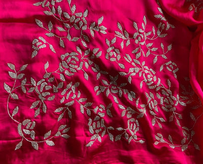 Zynah Organza Silk Saree with Cut-dana Work, Beads Work; Custom Stitched/Ready-made Blouse, Fall, Petticoat; Shipping available USA, Worldwide
