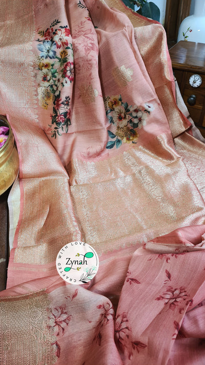 Zynah Pure Tussar Banarasi Silk Saree; Custom Stitched/Ready-made Blouse, Fall, Petticoat; Shipping available USA, Worldwide