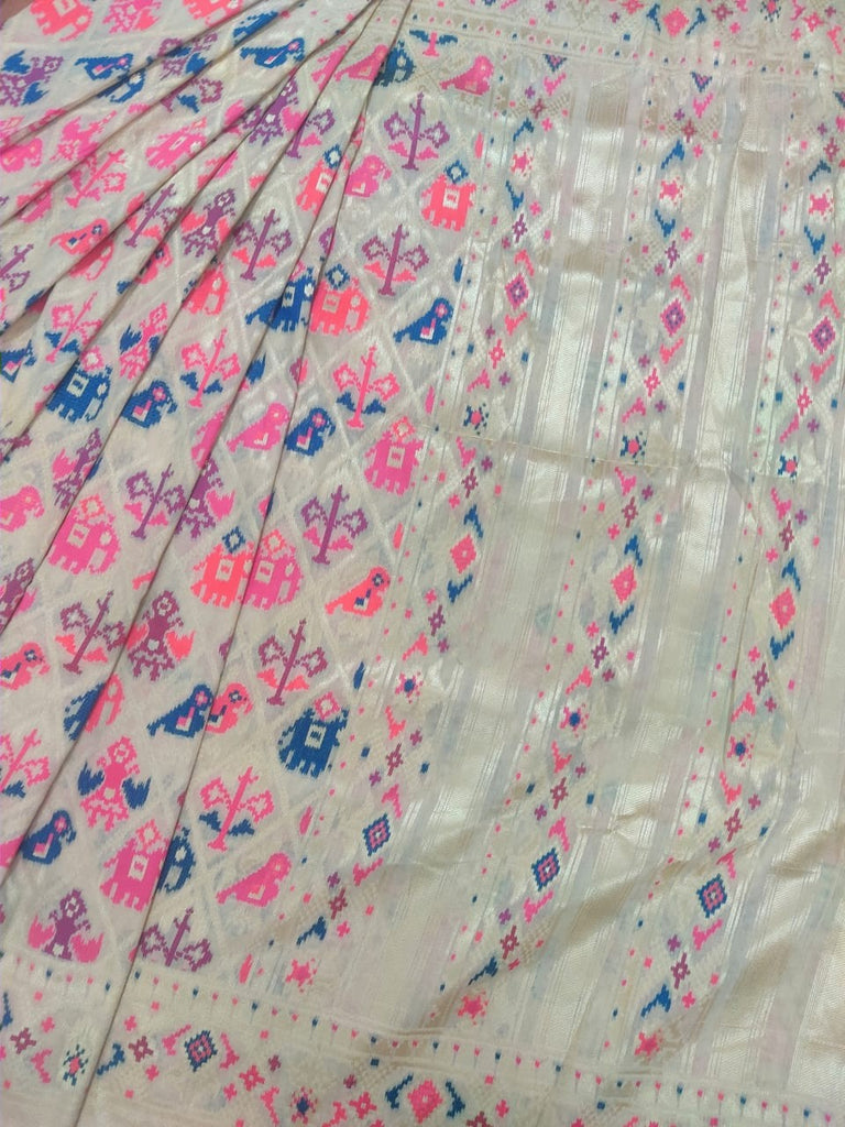 Zynah Kani Silk Saree with Patola Weave; Custom Stitched/Ready-made Blouse, Fall, Petticoat; Shipping available USA, Worldwide