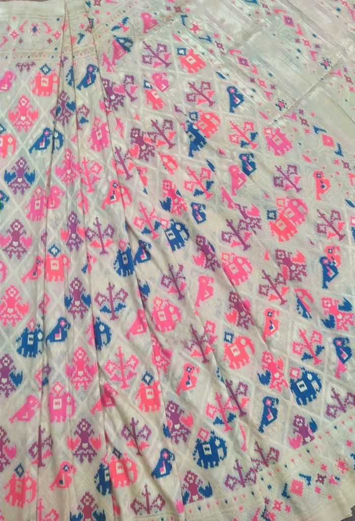 Zynah Kani Silk Saree with Patola Weave; Custom Stitched/Ready-made Blouse, Fall, Petticoat; Shipping available USA, Worldwide