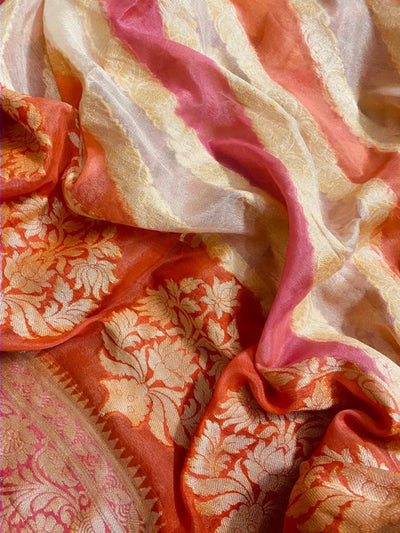 Zynah Banarasi Woven Georgette Chiffon Saree; Custom Stitched/Ready-made Blouse, Fall, Petticoat; Shipping available USA, Worldwide