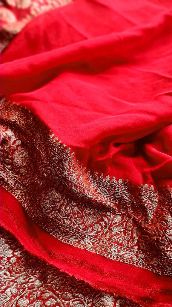 Zynah Pure Banarasi Woven Khaddi Georgette Saree; Custom Stitched/Ready-made Blouse, Fall, Petticoat; Shipping available USA, Worldwide