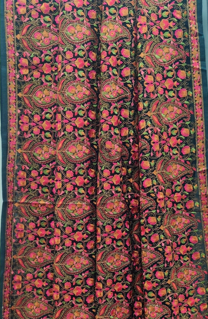 Zynah Pure Georgette Saree with Kashmiri Kashida & Swarovski Work; Custom Stitched/Ready-made Blouse, Fall, Petticoat; Shipping available USA, Worldwide