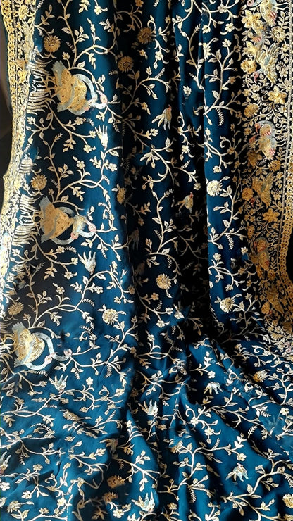 Zynah Pure Georgette Saree with Heavy Embroidery & Swarovski Stone Work; Custom Stitched/Ready-made Blouse, Fall, Petticoat; Shipping available USA, Worldwide