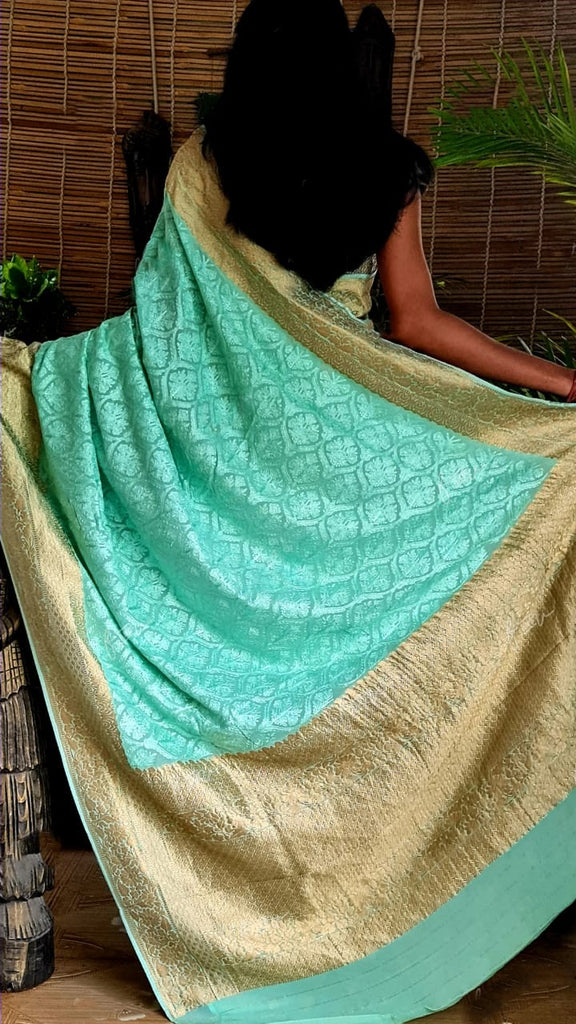 Zynah Pure Khaddi Georgette Saree with Chikankari Work; Custom Stitched/Ready-made Blouse, Fall, Petticoat; Shipping available USA, Worldwide