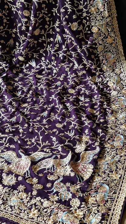 Zynah Pure Georgette Saree with Heavy Embroidery & Swarovski Stone Work; Custom Stitched/Ready-made Blouse, Fall, Petticoat; Shipping available USA, Worldwide