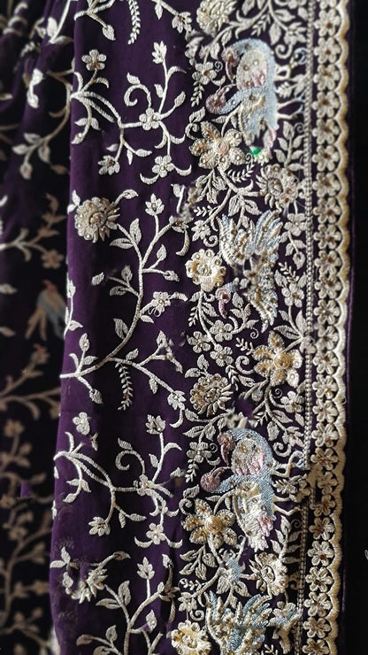Zynah Pure Georgette Saree with Heavy Embroidery & Swarovski Stone Work; Custom Stitched/Ready-made Blouse, Fall, Petticoat; Shipping available USA, Worldwide