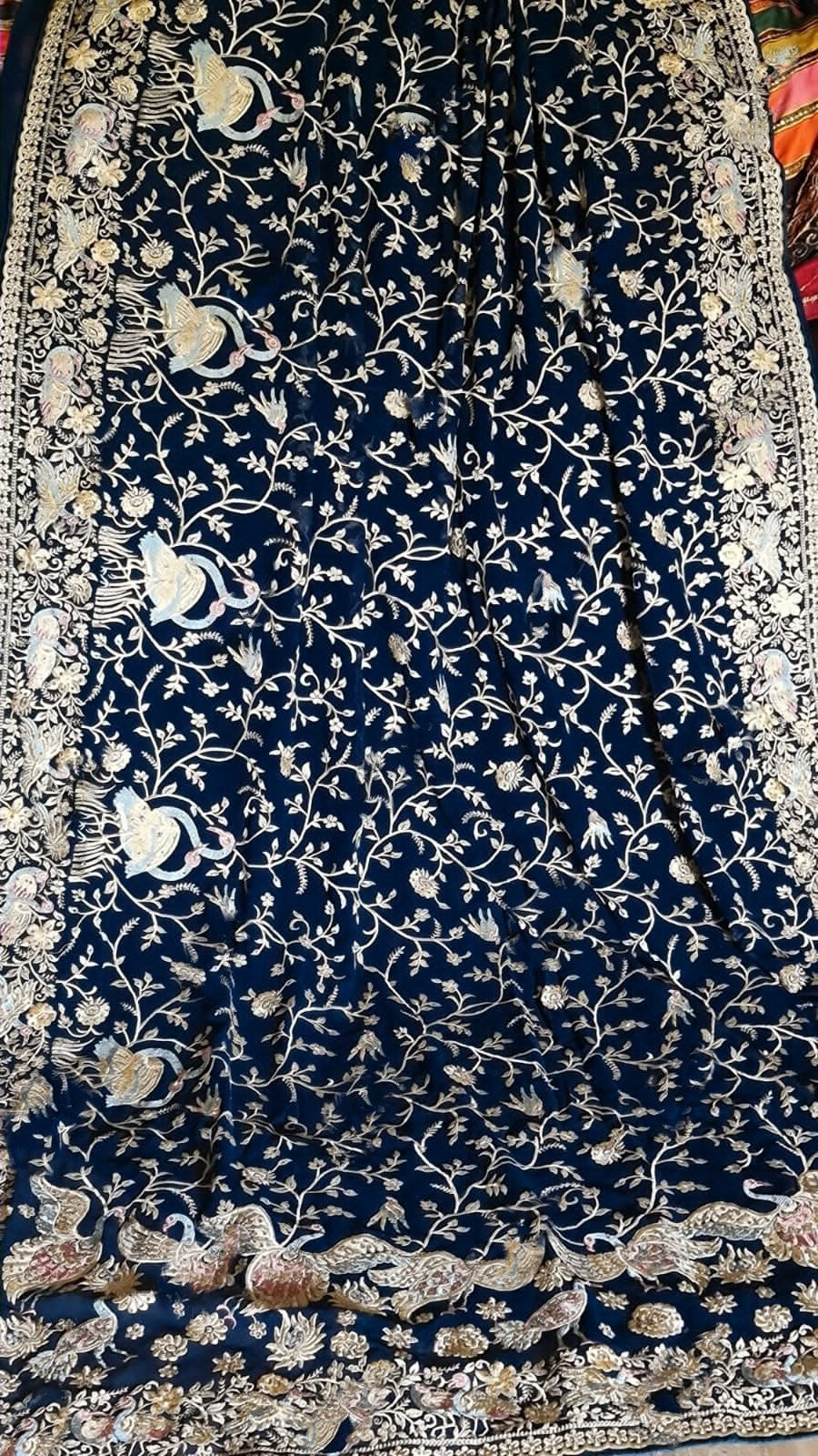 Zynah Pure Georgette Saree with Heavy Embroidery & Swarovski Stone Work; Custom Stitched/Ready-made Blouse, Fall, Petticoat; Shipping available USA, Worldwide