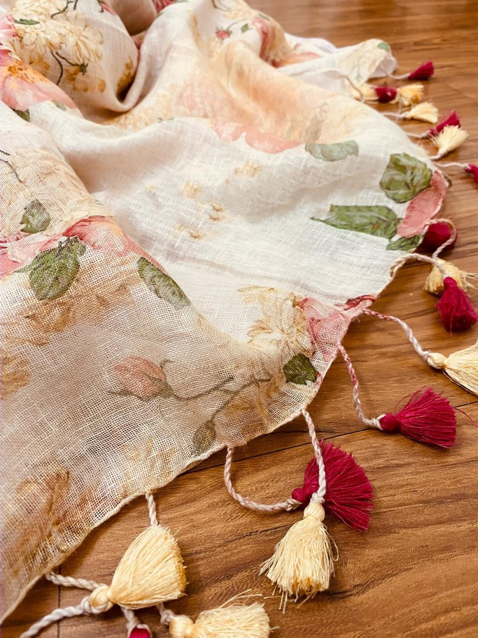 Zynah Pure Linen Saree; Custom Stitched/Ready-made Blouse, Fall, Petticoat; Shipping available USA, Worldwide