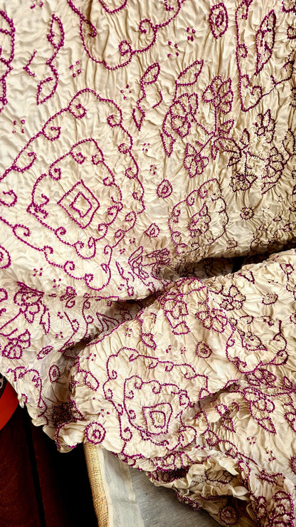 Zynah Pure Gajji Silk Designer Bandhani Saree with Zari Border & Pallu; Custom Stitched/Ready-made Blouse, Fall, Petticoat; Shipping available USA, Worldwide