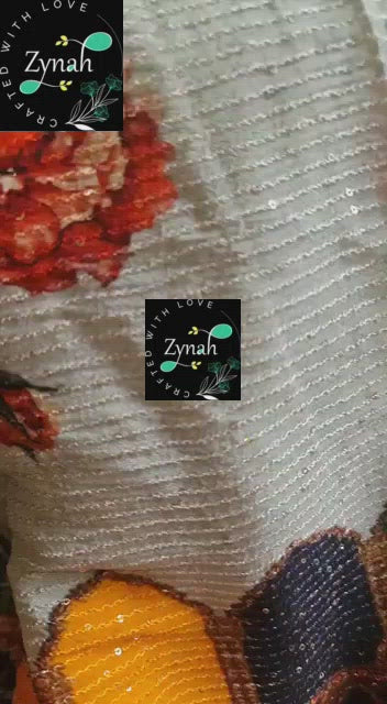 Zynah Pure Georgette Saree, Sabyasachi Inspiration, Digital Printed, Sequins & Hand-Embroidery Work; Custom Stitched/Ready-made Blouse, Fall, Petticoat; Shipping available USA, Worldwide