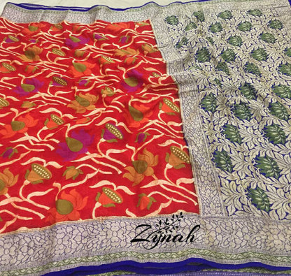 Zynah Pure Chiffon Georgette Banarasi Woven Saree, Dyeable; Custom Stitched/Ready-made Blouse, Fall, Petticoat; Shipping available USA, Worldwide