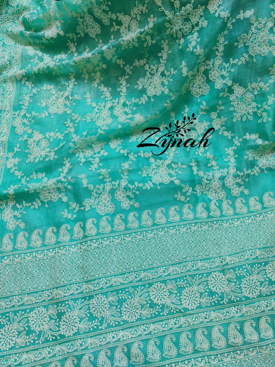 Zynah Pure Organza Chikankari Saree in Pastel Shades; Custom Stitched/Ready-made Blouse, Fall, Petticoat; Shipping available USA, Worldwide