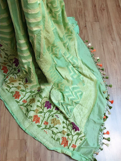 Zynah Pure Chiffon Georgette Banarasi Woven Saree, Dyeable; Custom Stitched/Ready-made Blouse, Fall, Petticoat; Shipping available USA, Worldwide