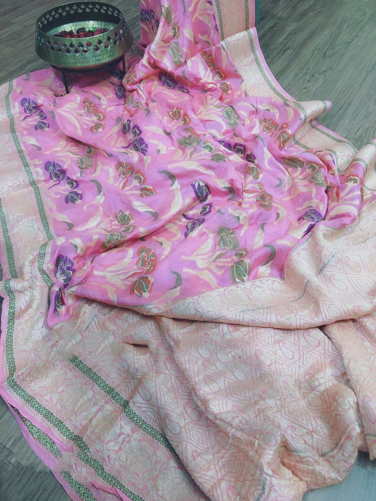 Salwar Kameez Embellished Banarasi Pure Handwoven Khadi Chiffon Suits-Dupattas,  Poly Bag at Rs 5900 in Varanasi