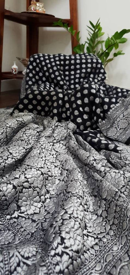 Zynah Khaddi Georgette Banarasi Woven Saree; Custom Stitched/Ready-made Blouse, Fall, Petticoat; Shipping available USA, Worldwide