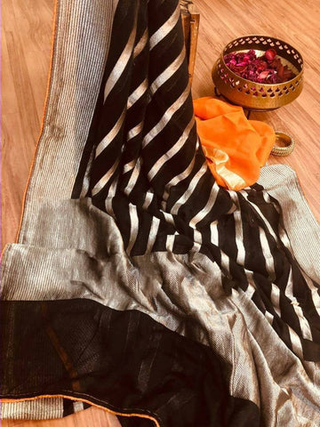 Zynah Khaddi Georgette Banarasi Woven Saree; Custom Stitched/Ready-made Blouse, Fall, Petticoat; Shipping available USA, Worldwide