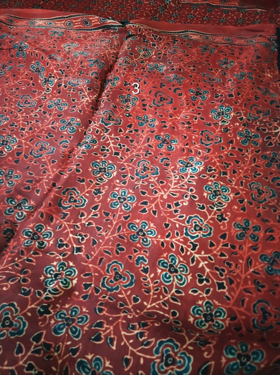 Zynah Pure Modal Silk Ajrakh Saree with Tissue Pallu & Handblock Prints; Custom Stitched/Ready-made Blouse, Fall, Petticoat; Shipping available USA, Worldwide