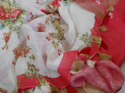 Zynah Digital Printed Organic Lab Tested 120 Count pure 'Linen by Linen' Saree; Custom Stitched/Ready-made Blouse, Fall, Petticoat; Shipping available USA, Worldwide