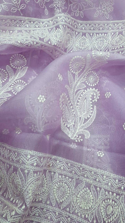 Zynah Pure Organza Chikankari Saree in Pastel Shades; Custom Stitched/Ready-made Blouse, Fall, Petticoat; Shipping available USA, Worldwide