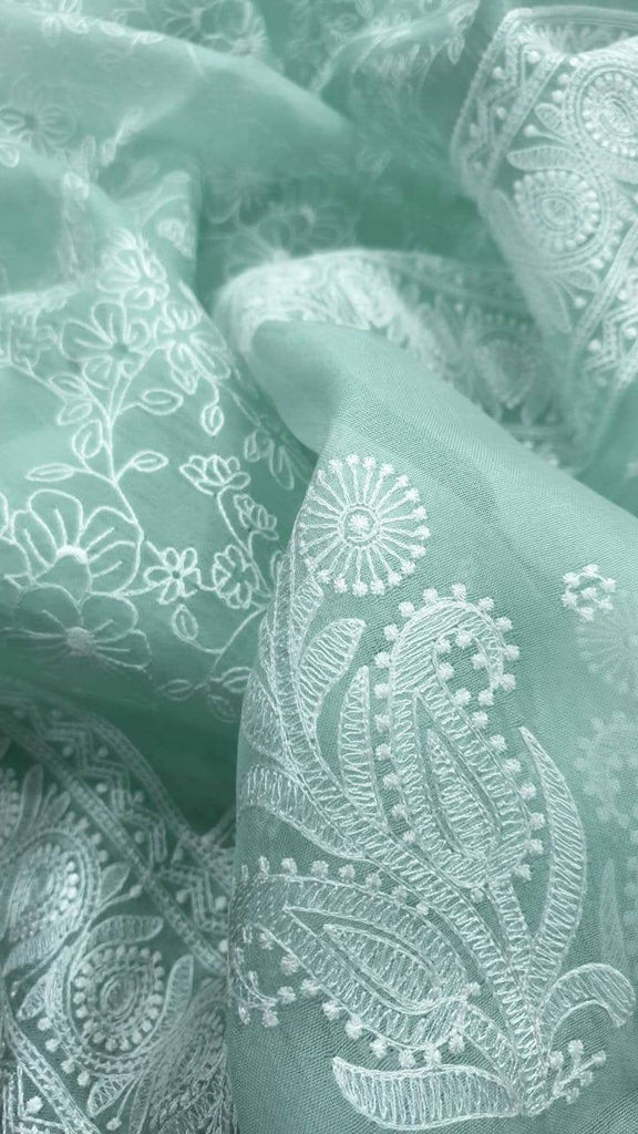 Zynah Pure Organza Silk Chikankari Saree; Custom Stitched/Ready-made Blouse, Fall, Petticoat; Shipping available USA, Worldwide
