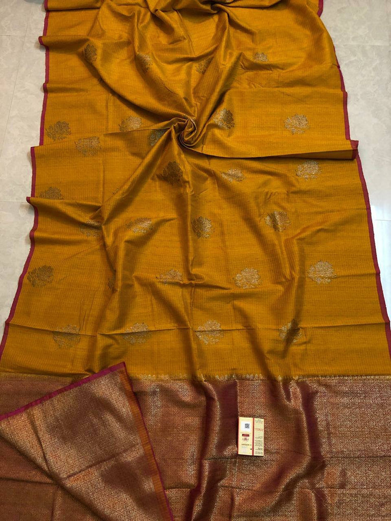Zynah Pure Banarasi Silk Handloom Saree with hand brush dyed, Silk-marked; Custom Stitched/Ready-made Blouse, Fall, Petticoat; Shipping available USA, Worldwide